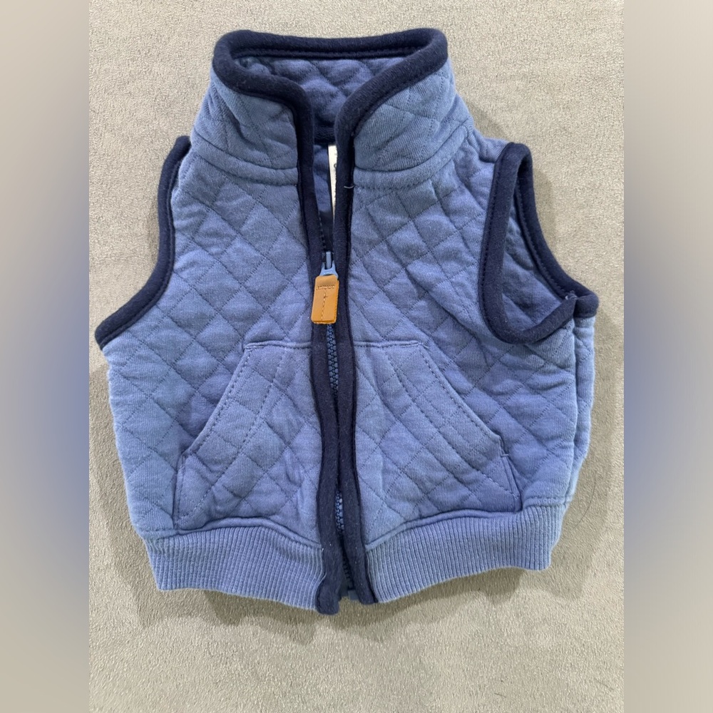 Carters newborn blue zip vest